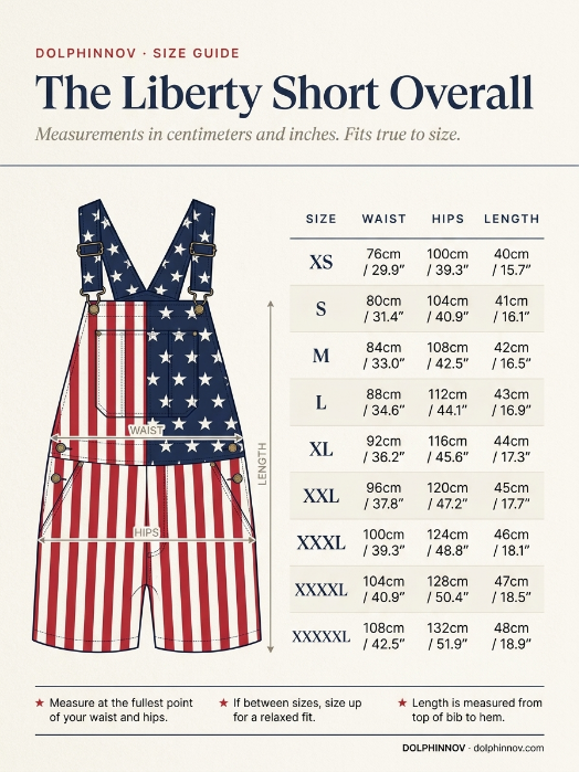 Unisex's American Flag Stars & Stripes Bib Overall Shorts