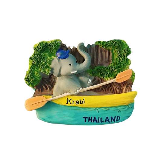 Krabi Elephant in Canoe Fridge Magnet (Thailand)
