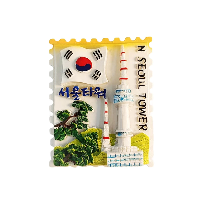 N Seoul Tower + Korea Flag Fridge Magnet