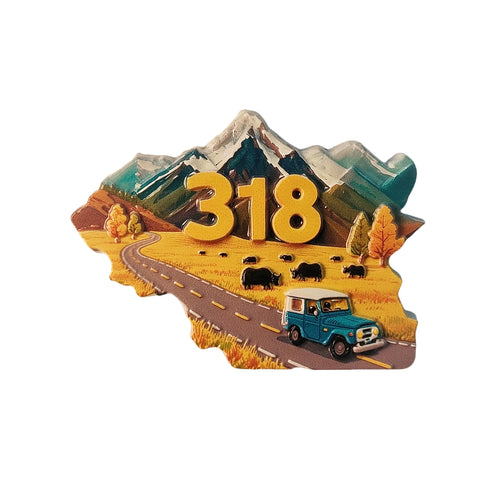 China G318 Highway Tibet Road Trip Fridge Magnet
