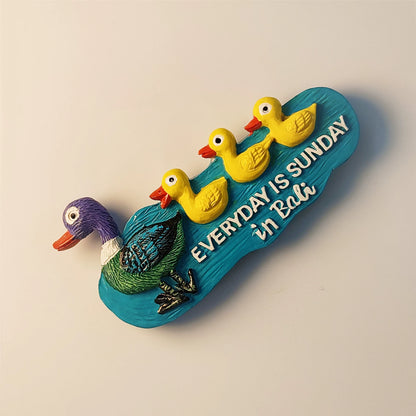 Bali Ducks Everyday is Sunday Fridge Magnet (Indonesia)