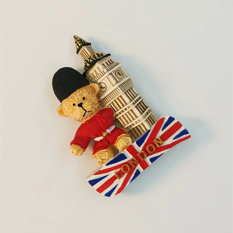 London Teddy Bear and Big Ben Fridge Magnet (UK)