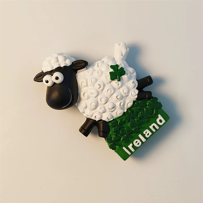 Ireland Sheep and Shamrock Fridge Magnet