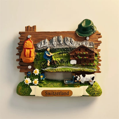 Switzerland Alpine Hiker Fridge Magnet