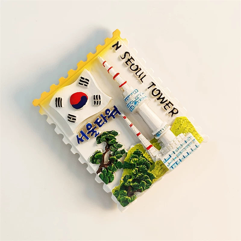 N Seoul Tower + Korea Flag Fridge Magnet