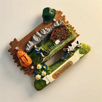 Switzerland Alpine Hiker Fridge Magnet