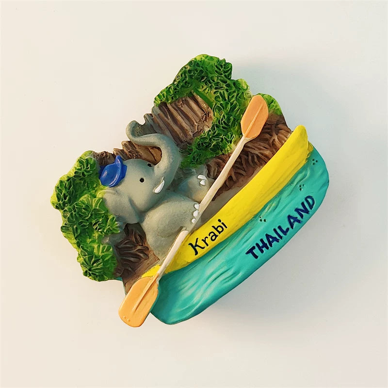 Krabi Elephant in Canoe Fridge Magnet (Thailand)