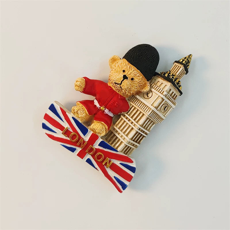 London Teddy Bear and Big Ben Fridge Magnet (UK)