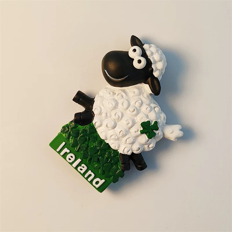 Ireland Sheep and Shamrock Fridge Magnet