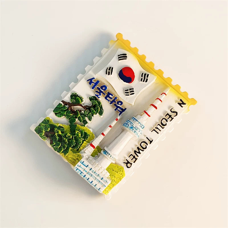 N Seoul Tower + Korea Flag Fridge Magnet