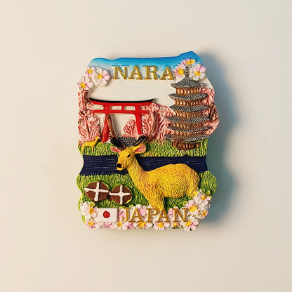 Nara Sika Deer + Pagoda Japan Fridge Magnet