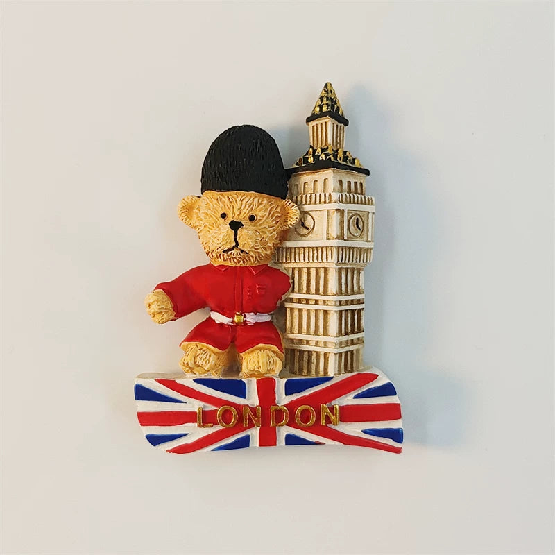London Teddy Bear and Big Ben Fridge Magnet (UK)