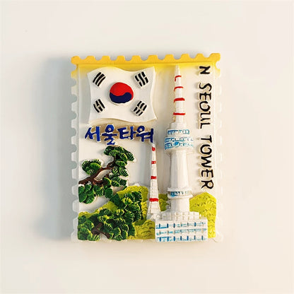 N Seoul Tower + Korea Flag Fridge Magnet