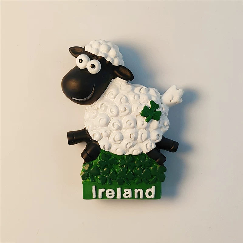 Ireland Sheep and Shamrock Fridge Magnet