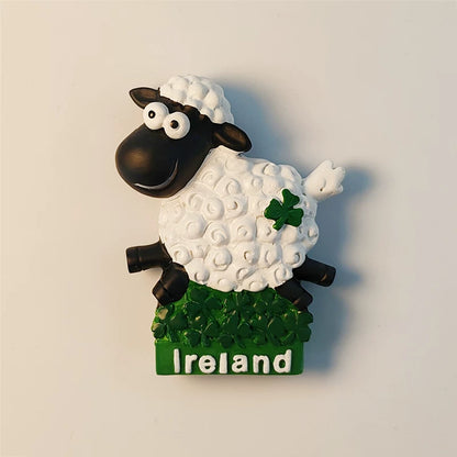 Ireland Sheep and Shamrock Fridge Magnet