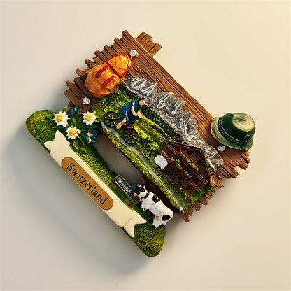 Switzerland Alpine Hiker Fridge Magnet
