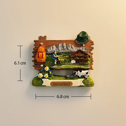 Switzerland Alpine Hiker Fridge Magnet