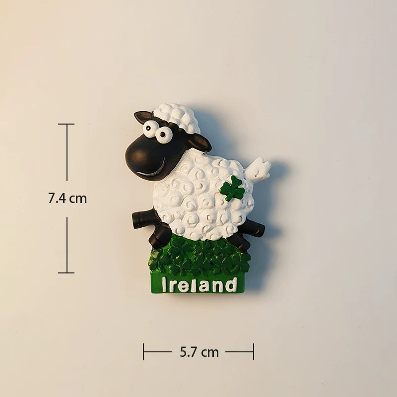 Ireland Sheep and Shamrock Fridge Magnet
