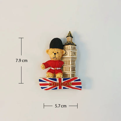 London Teddy Bear and Big Ben Fridge Magnet (UK)