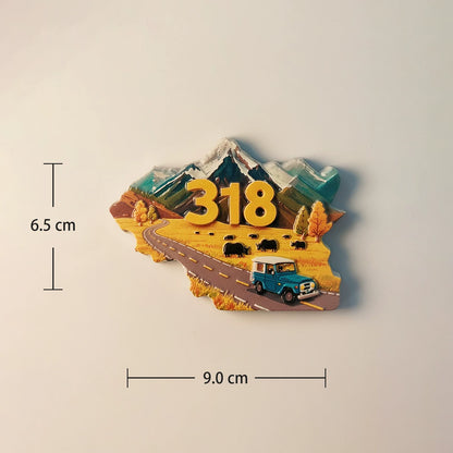 China G318 Highway Tibet Road Trip Fridge Magnet