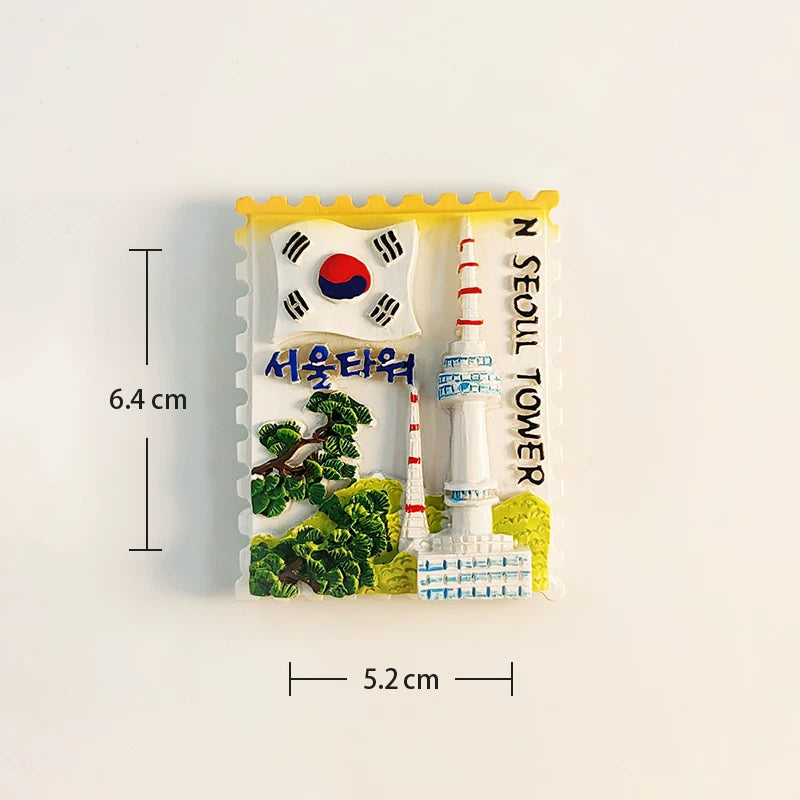 N Seoul Tower + Korea Flag Fridge Magnet