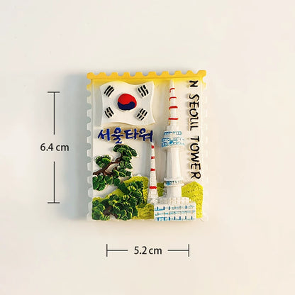 N Seoul Tower + Korea Flag Fridge Magnet