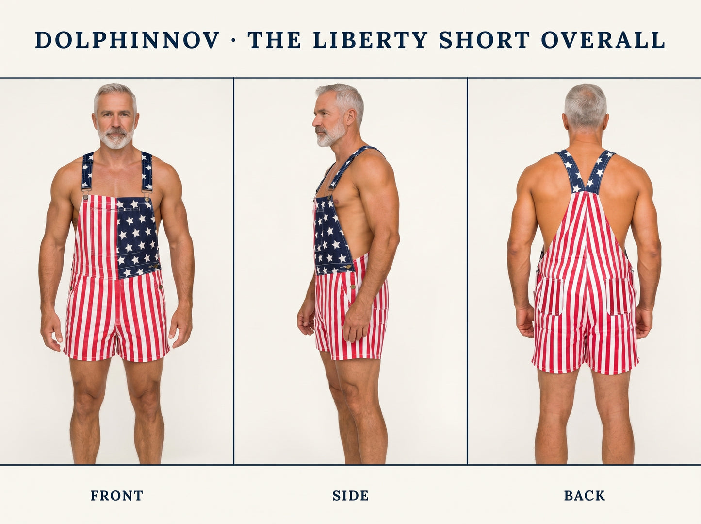 Unisex's American Flag Stars & Stripes Bib Overall Shorts