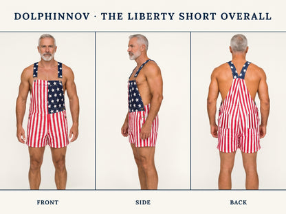 Unisex's American Flag Stars & Stripes Bib Overall Shorts