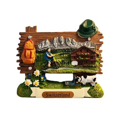Switzerland Alpine Hiker Fridge Magnet
